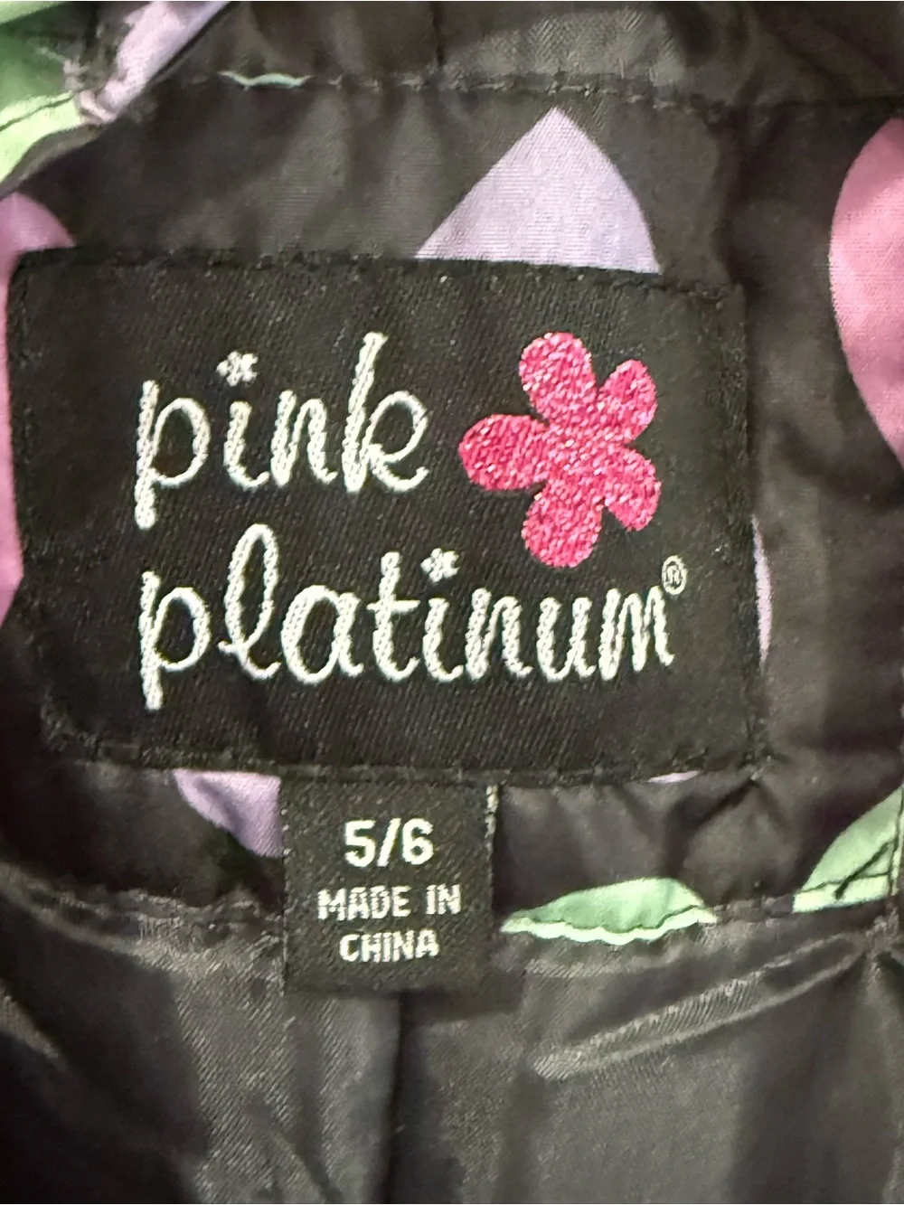 Pink Platinum 5/6 Kids Black Heart Snow Bib Overalls Pink & Mint Hearts 560